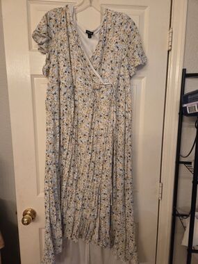 torrid Yellow and Blue Floral High-Low Wrap Dress